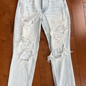 Aeropostale Light Blue Distressed Women MOM Jeans 00